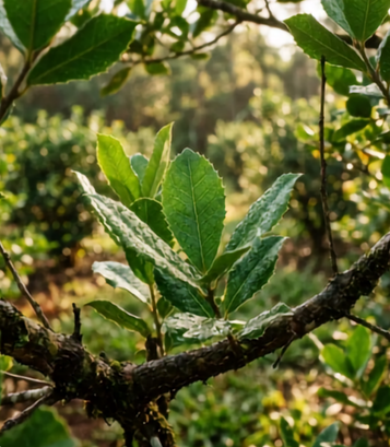 Yerba mate leaves on the branch
